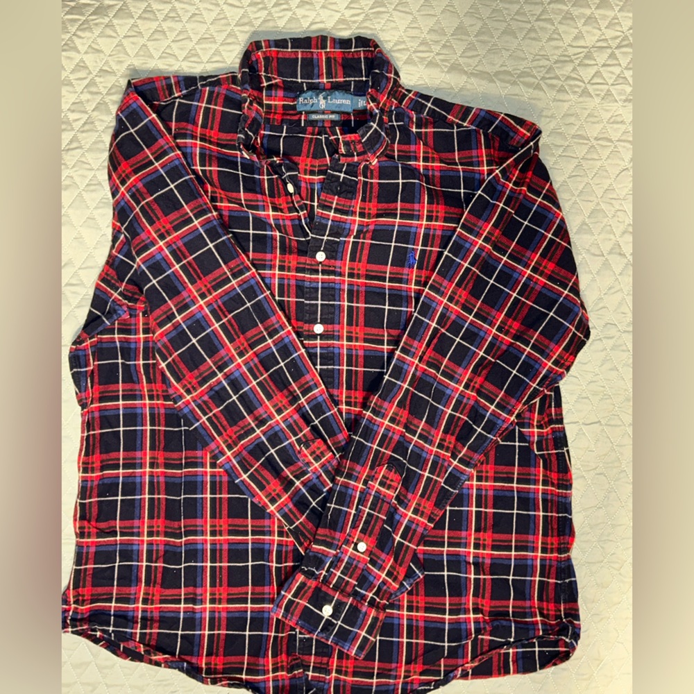 Ralph Lauren Red and Blue Plaid Button Down Shirt
